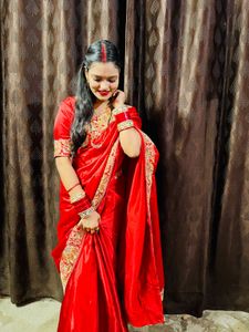 Red Embroidered Saree