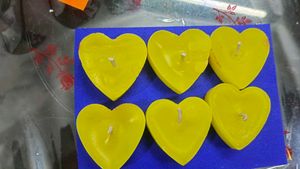 6 Yellow Scented Love Candles Handmade
