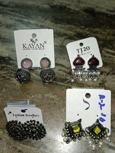 4 Set Of Oxidised Earrings