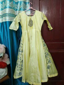 Elegant Yellow Embroidered Gown