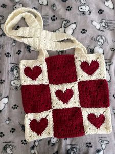 Heart Crochet Tote Bag
