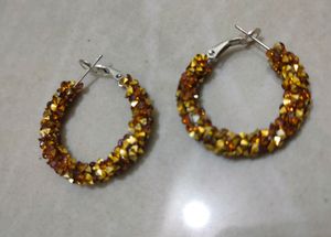 Golden Crystal Hoops🆕