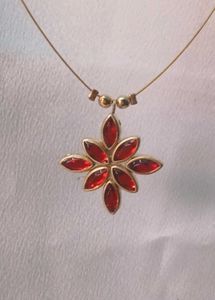 Red Floral Pendant Necklace