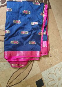 Elegant Blue &amp; Pink Saree