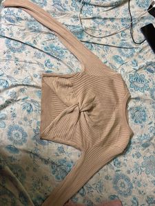 Soft Glow Cream Wool Crop Top – Long Sleeve Cozy C