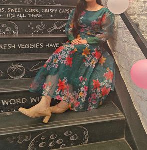 Organza Suit With Pant And Dupatta