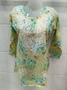 Lakhnavi Hand Embroidery Short Kurti