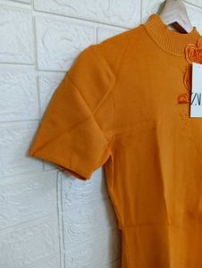 Zara Orange Knit Top