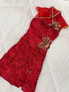 Red Sequin Cheongsam Dress