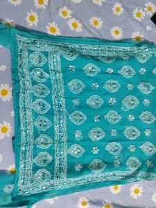 Teal Embroidered Kurti