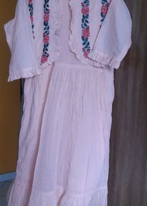 Mulmul Dress 2 Pcs With Embroidered Jacket