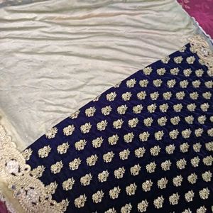 Elegant Blue Velvet Dress Material