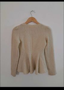 White -creamy Floral Sweater For Women