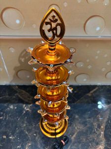 Gold Tone Om Diya Lamp