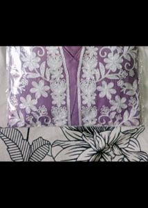 Chikankari lavender Rayon straight kurti