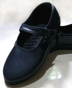 ODYSSIA Girls Synthetic Leather Black Velcro Shoes