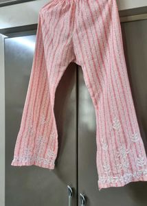 Floral Embroidered Cotton Tunic N Palazzo Set