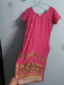 Pink &amp; Gold Embroidered Suit Set