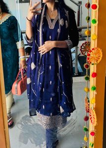 Navy Purple Kurta Set