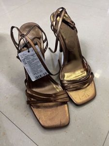 MANGO Copper Strappy Heels