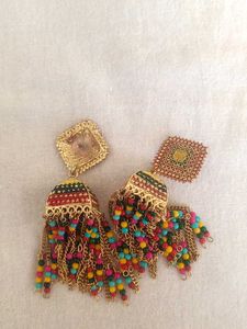 Statement Beaded Jhumka Earrings