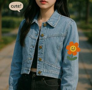 Denim Jacket w/ Flower Patch