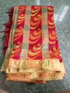 Red Colour Cotton Saree