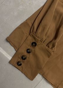 Elegant Brown Long Sleeve Top