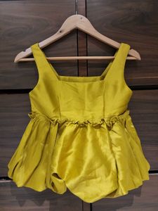 Yellow Ruffle Hem Tank