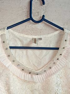 Stylish Ladies Lace Top Layered Cream