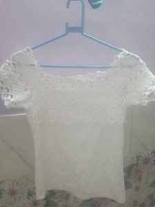 White Cute Korean Top For Girls/women