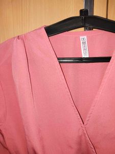 Pink V-Neck Long Sleeve Top (AK)