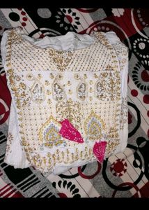 Beautiful White And Pink Frock With Pretty Designs 😍❤️