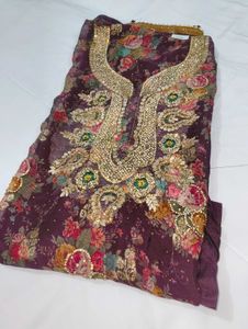 Floral Embroidered Semi Stitched Garara Suit