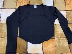 New Trendy Black Long Sleeve Corset Top