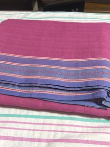 Pink Saree with Blue Border