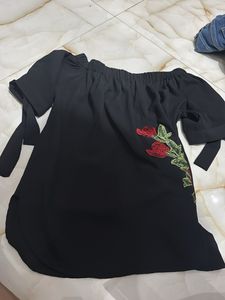 Black Floral Off-Shoulder Top