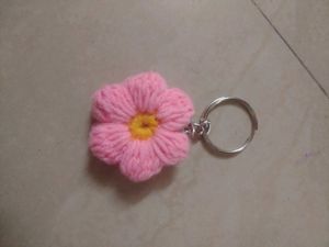 Crochet Puff Flower Keychain , Bagcharms