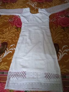 Floral Print White Kurti With Pant