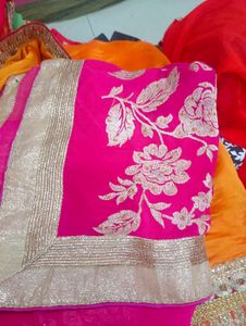 Pink Embroidered Saree