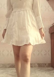 White Long Sleeve Fit &amp; Flare Backless Dress