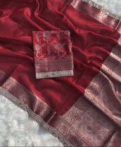 Pure Tissue Silk Golden Saree with Blouse Piece