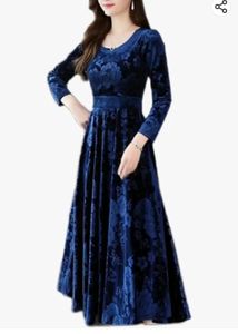 Black Velvet Long A -line Gown