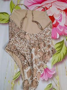 (1200)Snakeskin Print One-Piece Swimsuit