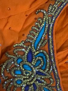 Orange Embellished Blouse