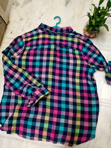 VIBRANT OVERSIZED CHECKED T SHIRT