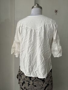 Boho White Blouse &amp; Floral Ruffle Skirt Set