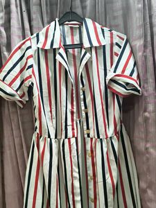 Striped Button-Down Shirt Dress