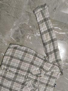 Checks Khaki Shirt Like Top