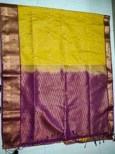 Mustard With Magenta Soft Silk Saree